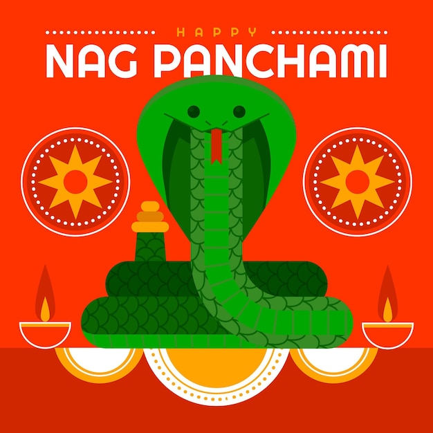 Vetor grátis ilustração flat nag panchami