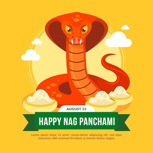 Ilustração flat nag panchami