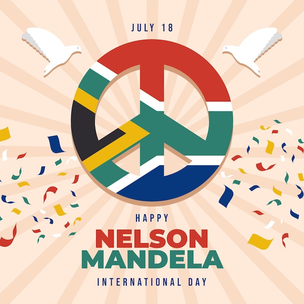 Vetor grátis ilustração flat nelson mandela international day