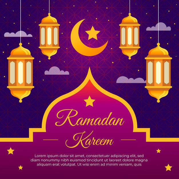 Ilustração Flat Ramadan Kareem