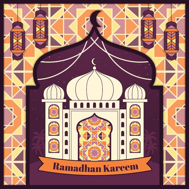 Ilustração flat ramadan kareem