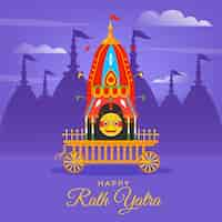 Vetor grátis ilustração flat rath yatra