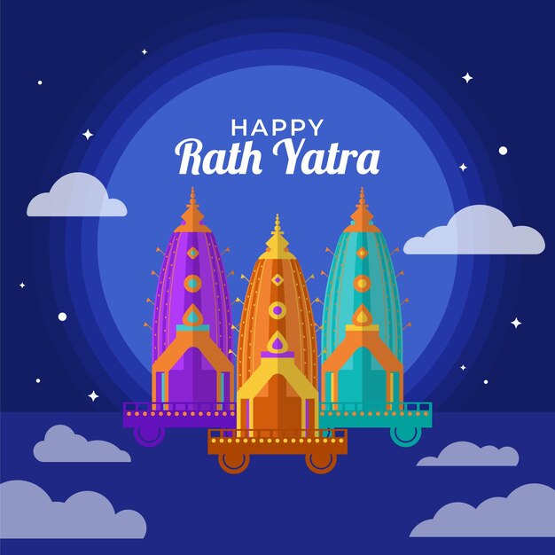 Vetor grátis ilustração flat rath yatra