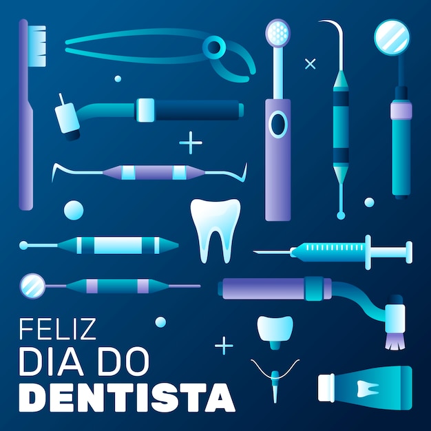 Vetor grátis ilustração gradiente de dia do dentista