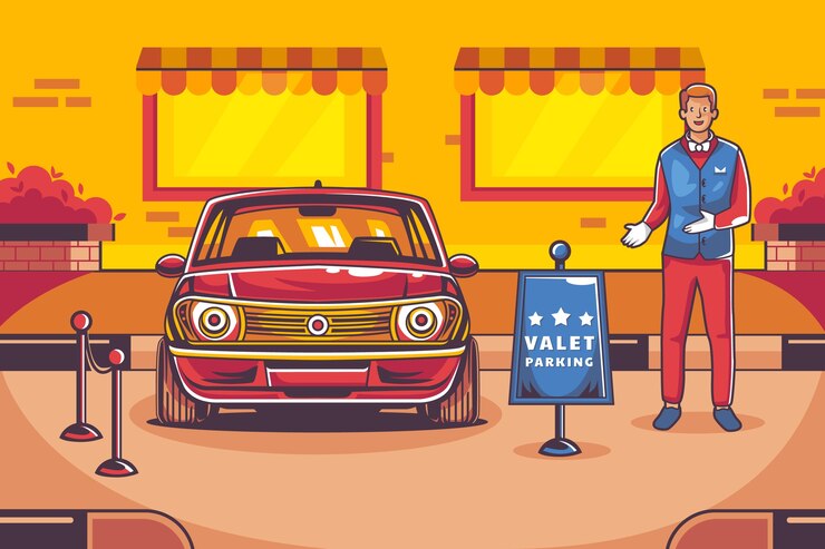 Vetor grátis ilustração gradiente de estacionamento com manobrista