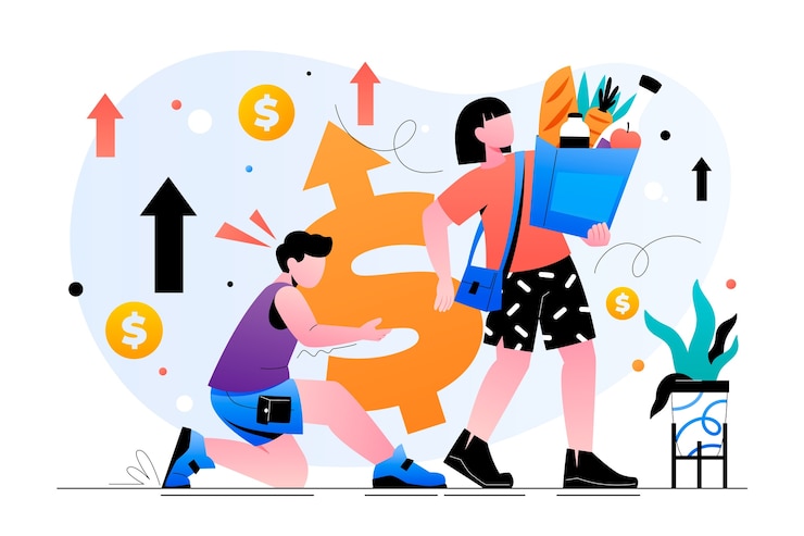 Vetor grátis ilustração gradiente do custo de vida