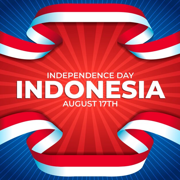 Ilustração gradiente para a celebração do dia da independência da indonésia