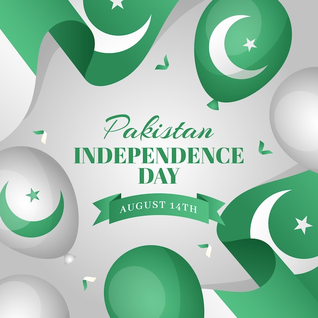 Ilustração gradiente para a celebração do dia da independência do paquistão