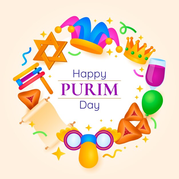 Ilustração gradiente para a celebração do feriado de purim