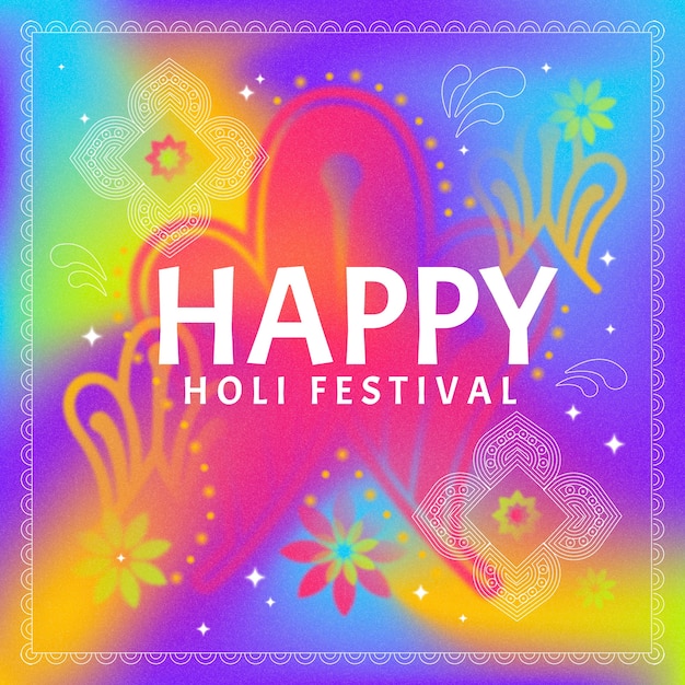 Ilustração gradiente para a celebração do festival holi.