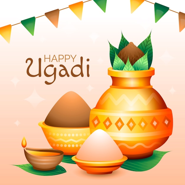 Vetor grátis ilustração gradiente para celebração de ugadi