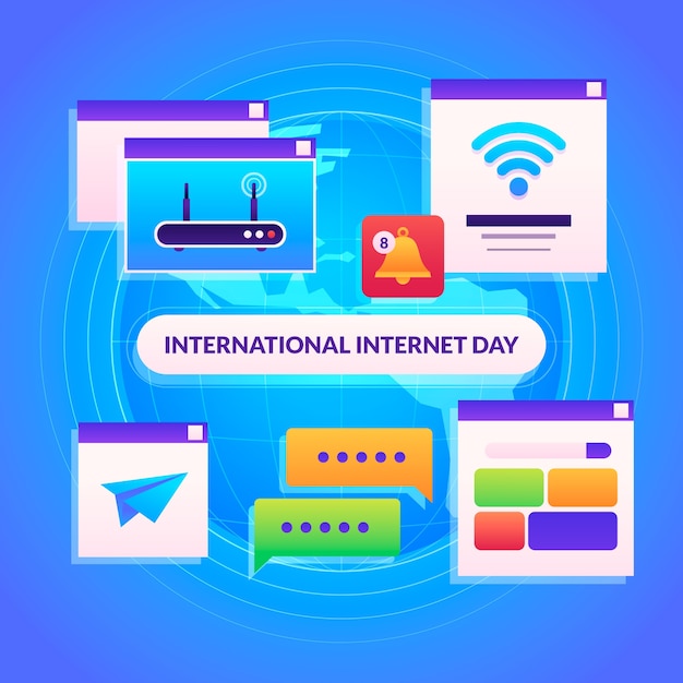 Ilustração gradiente para celebração do dia internacional da internet
