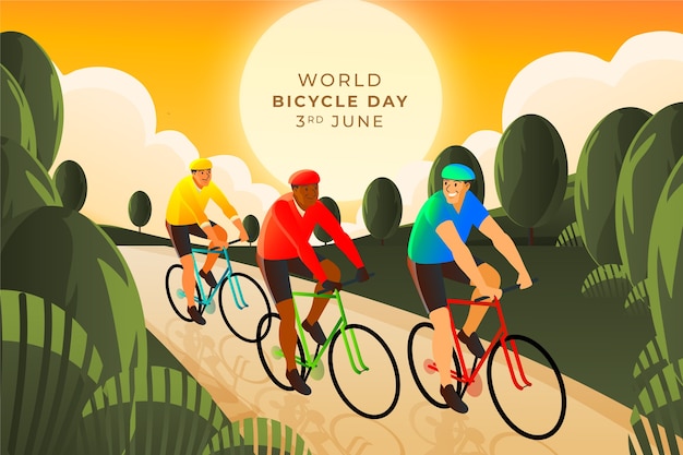 Vetor grátis ilustração gradiente para celebração do dia mundial da bicicleta