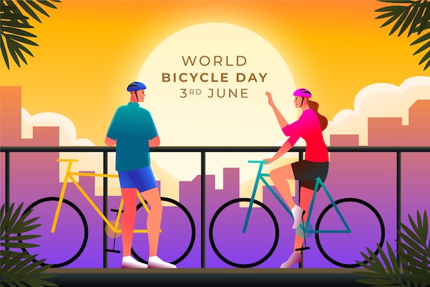 Vetor grátis ilustração gradiente para celebração do dia mundial da bicicleta