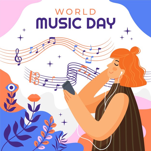 Ilustração gradiente para celebração do dia mundial da música