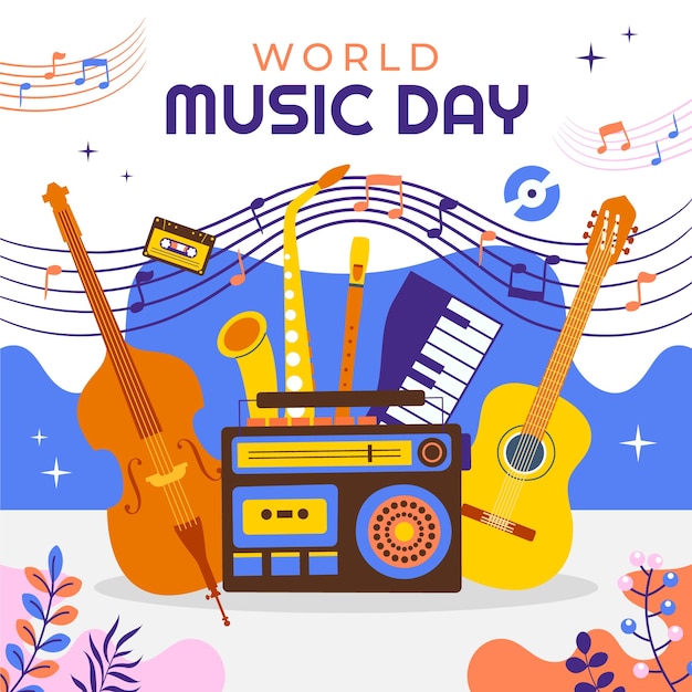 Vetor grátis ilustração gradiente para celebração do dia mundial da música