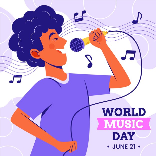 Ilustração gradiente para celebração do dia mundial da música