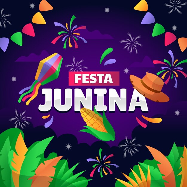 Ilustração gradiente para celebrações de festas juninas brasileiras