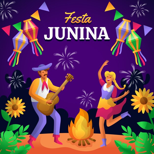 Ilustração gradiente para celebrações de festas juninas brasileiras