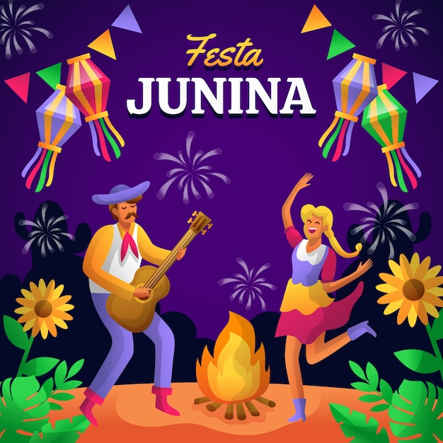 Ilustração gradiente para celebrações de festas juninas brasileiras