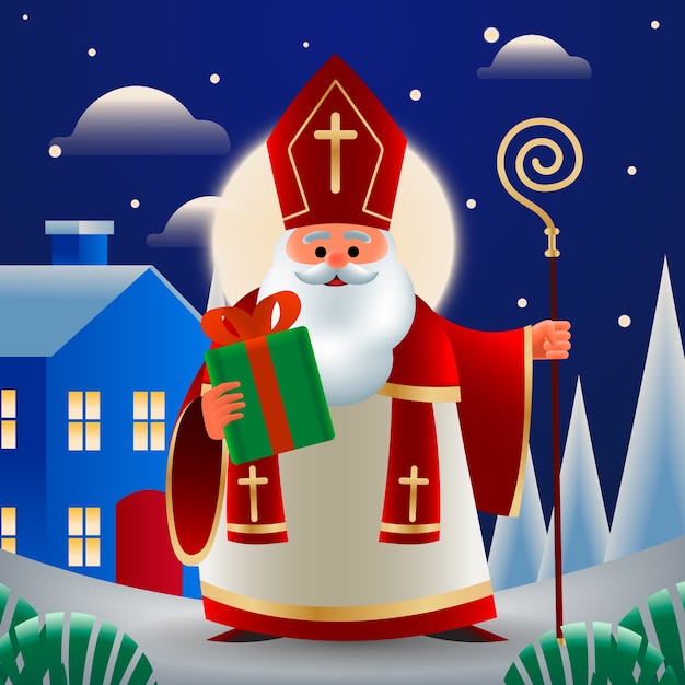 Ilustração gradiente sinterklaas com st. nicholas