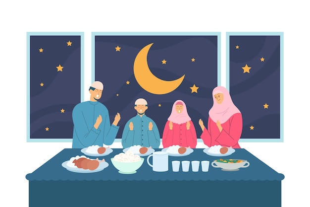 Vetor grátis ilustração iftar plana com pessoas