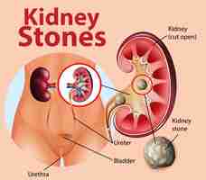 Vetor grátis ilustração informativa de cálculos renais