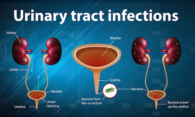 Vetor grátis ilustração informativa de infecções do trato urinário