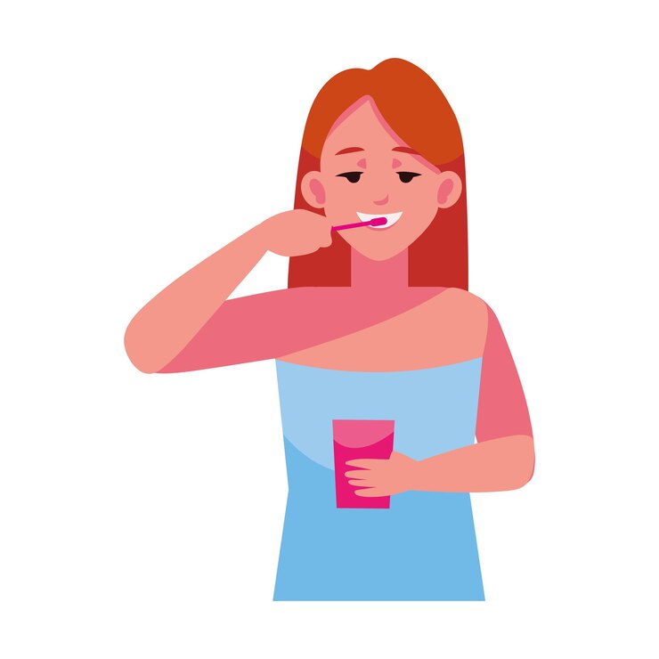 Vetor grátis ilustração isolada de mulheres a escovar os dentes