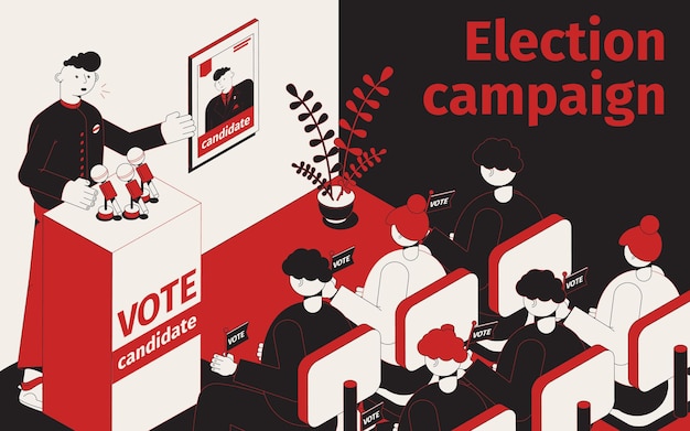 Vetor grátis ilustração isométrica da campanha eleitoral