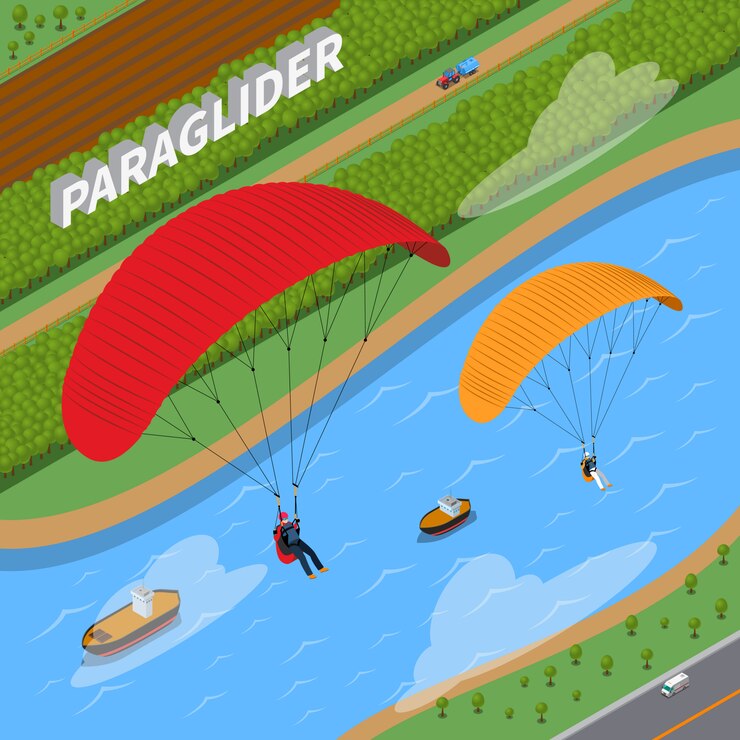 Vetor grátis ilustração isométrica de parapente