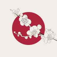 Vetor grátis ilustração japonesa desenhada à mão de flores de cerejeira