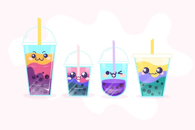 Vetor grátis ilustração kawaii bubble tea