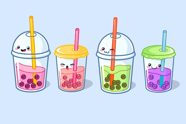 Ilustração kawaii bubble tea