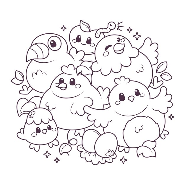 Ilustração kawaii desenhada à mão