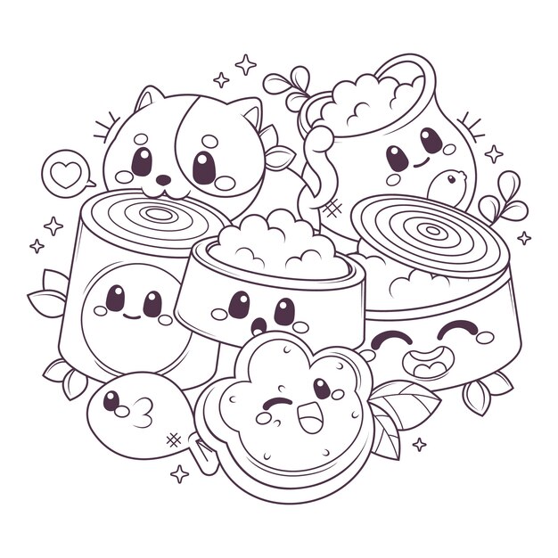 Ilustração kawaii desenhada à mão