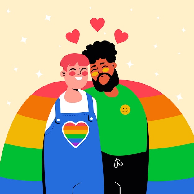 Vetor grátis ilustração lgbt do mês do orgulho plano