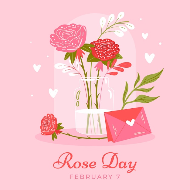 Vetor grátis ilustração lisa do dia da rosa