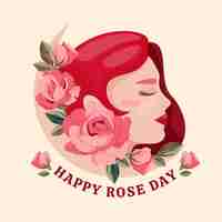 Vetor grátis ilustração lisa do dia da rosa