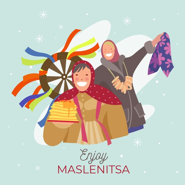 Ilustração Maslenitsa em design plano