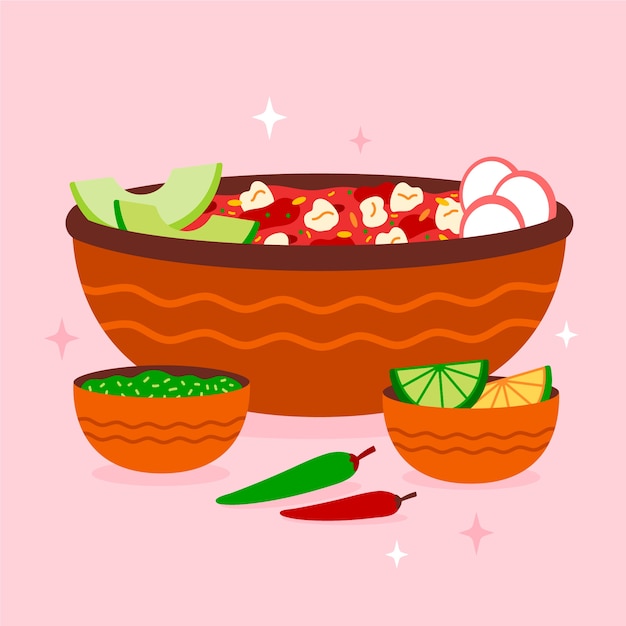 Vetor grátis ilustração nutritiva de pozole tradicional