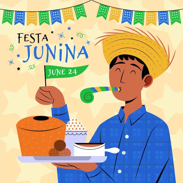 Ilustração orgânica plana festa junina
