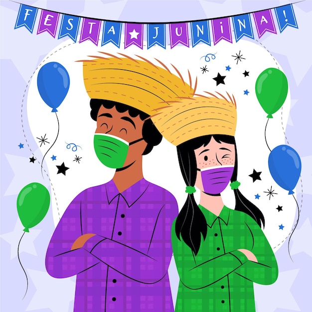 Vetor grátis ilustração orgânica plana festa junina