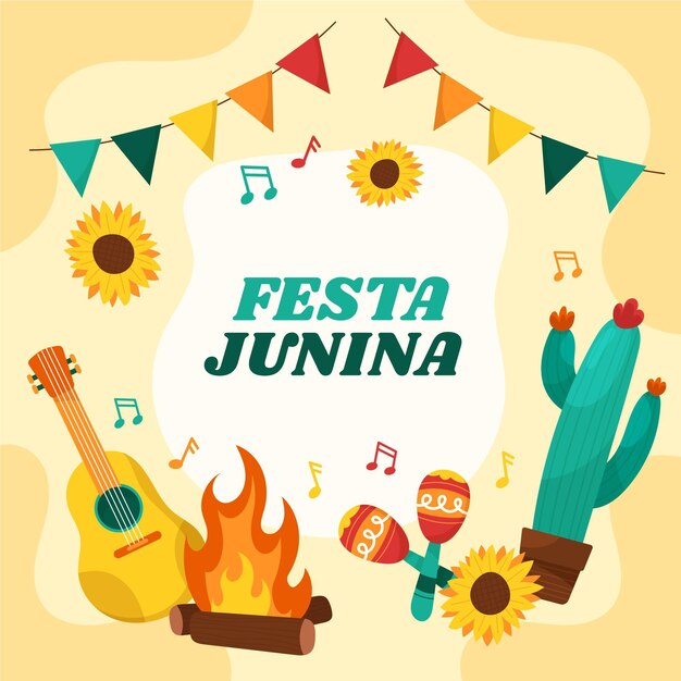 Ilustração orgânica plana festa junina