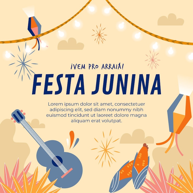 Vetor grátis ilustração orgânica plana festa junina