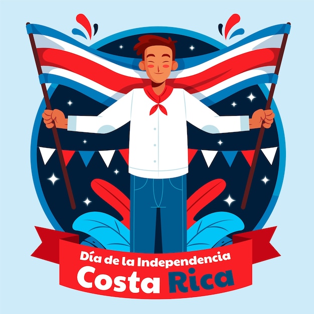 Vetor grátis ilustração para a celebração do dia da independência da costa rica