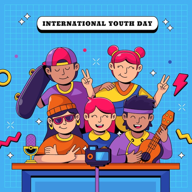 Vetor grátis ilustração para a celebração do dia internacional da juventude
