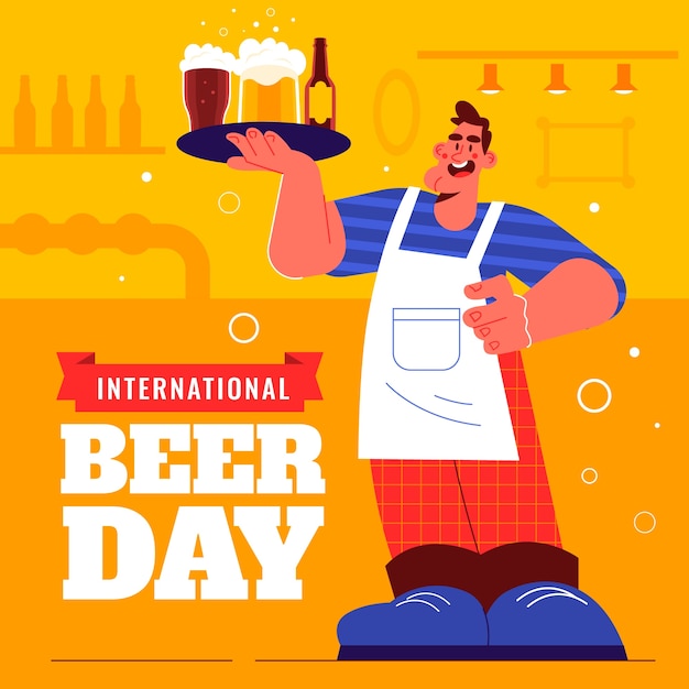 Vetor grátis ilustração para celebração do dia internacional da cerveja