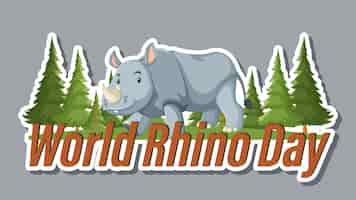 Vetor grátis ilustração para comemorar o dia mundial do rinoceronte