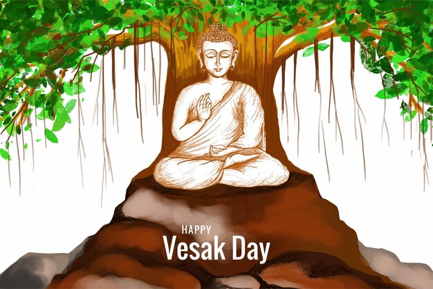 Ilustração para o fundo do cartão do dia de buda purnima ou vesak